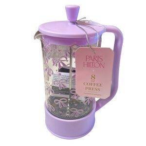 Paris Hilton 8-Cup French Press Coffee Maker lavender a bow design NEW